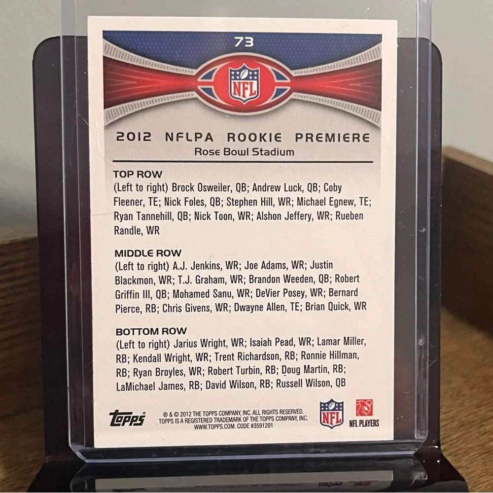 🏈 2012 NFLPA Rose Bowl Stadium Rookies NFL Football Trading Card - Group Photo